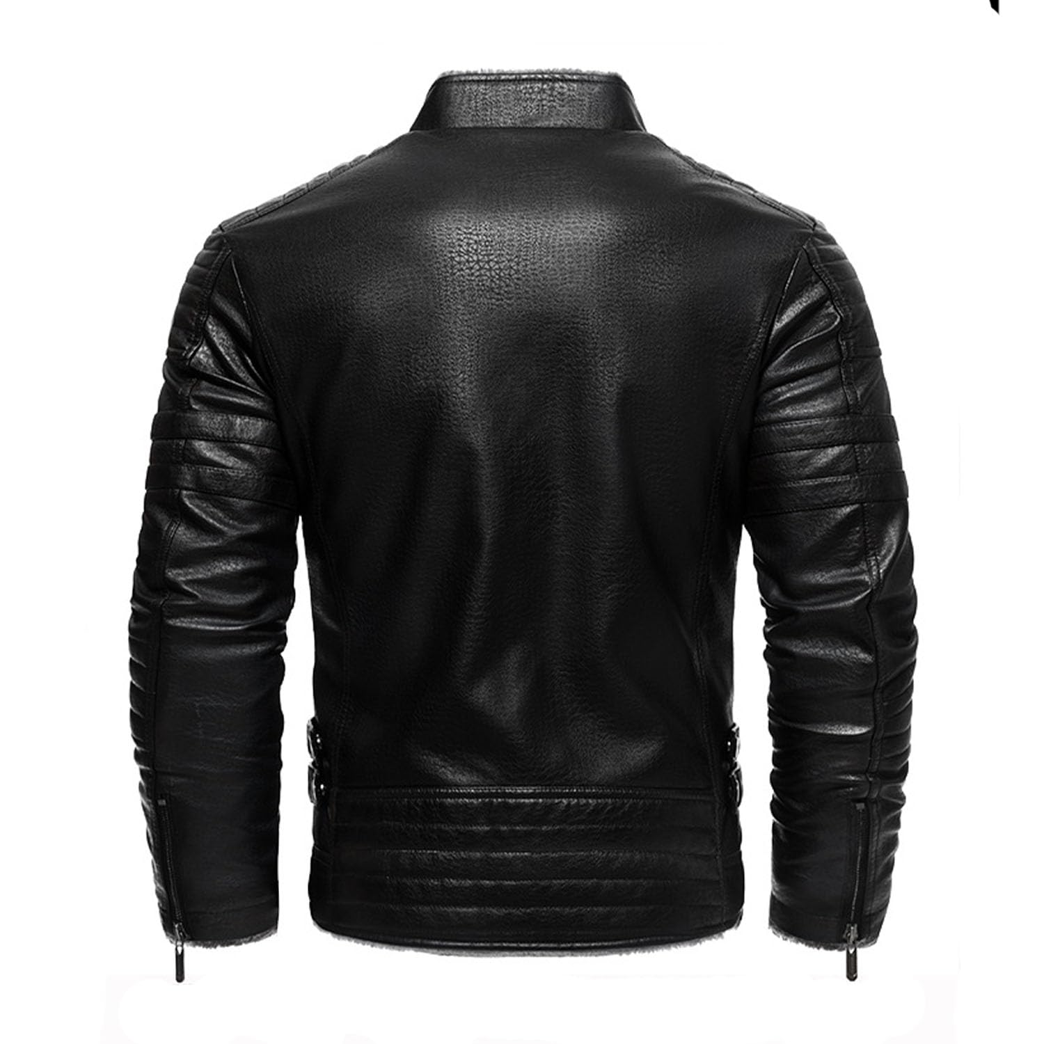 Herren PU Lederjacke Durchgehender Reißverschluss Motorradmantel Winddicht Lässig Windjacke Oberbekleidung