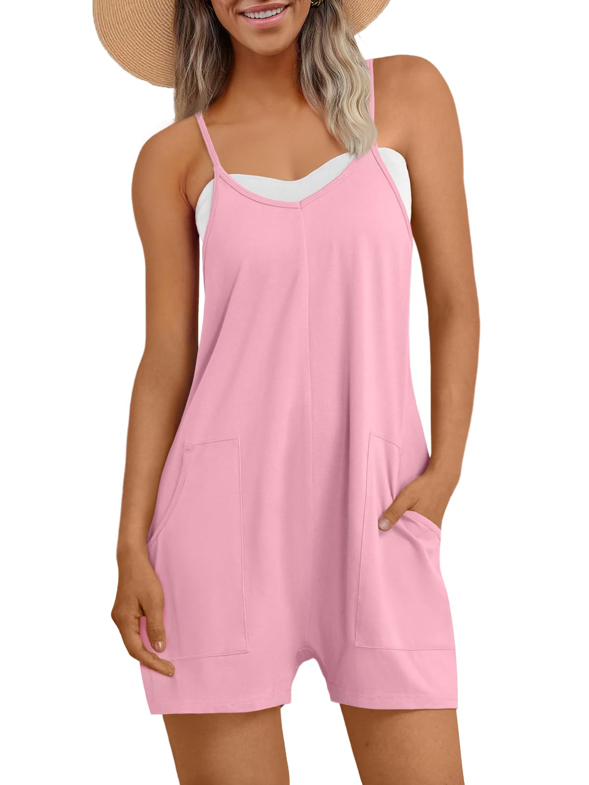 AUTOMETWomens Rompers Jumpsuits Summer Vacation Beach Outfits 2025 Shorts Overalls Jumpers Loose Casual Soft Fashion Clothes