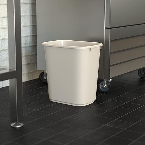 Miniatura 5 de Krollen Industrial Cubo de basura rectangular beige de 28 cuartos de galón  7 galones para dormitorio, oficina, baño, se adapta debajo del
