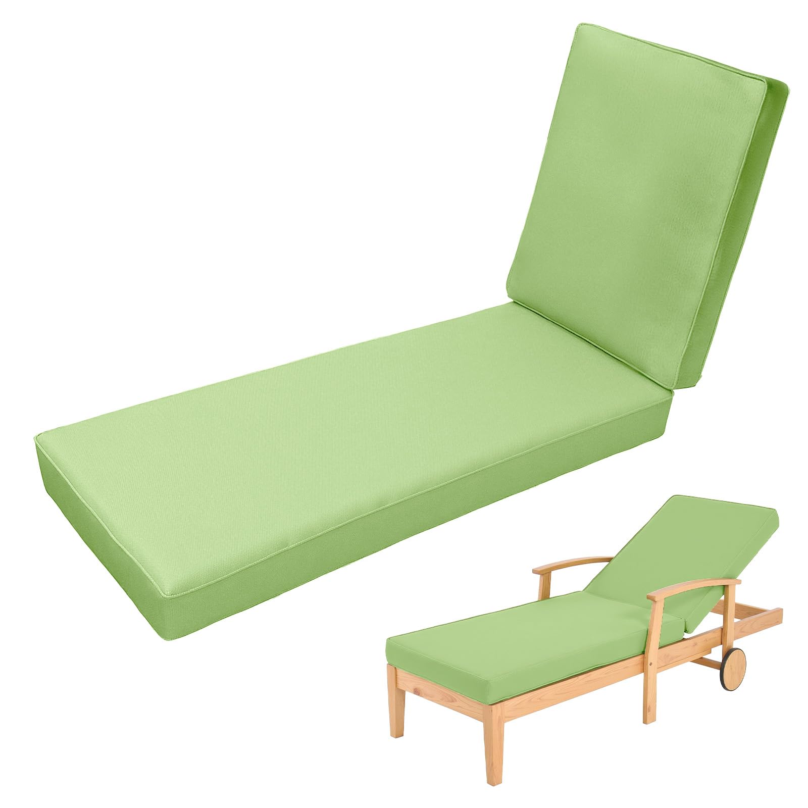Sun Lounger Cushion Only, Waterproof Garden Recliner Cushions Sun Lounger Replacement Cushion for Steamer Recliner, Deck Pad, Pool, Lawn or Indoor Washable Cushion Cover,68 Mint Green,203x66x10cm