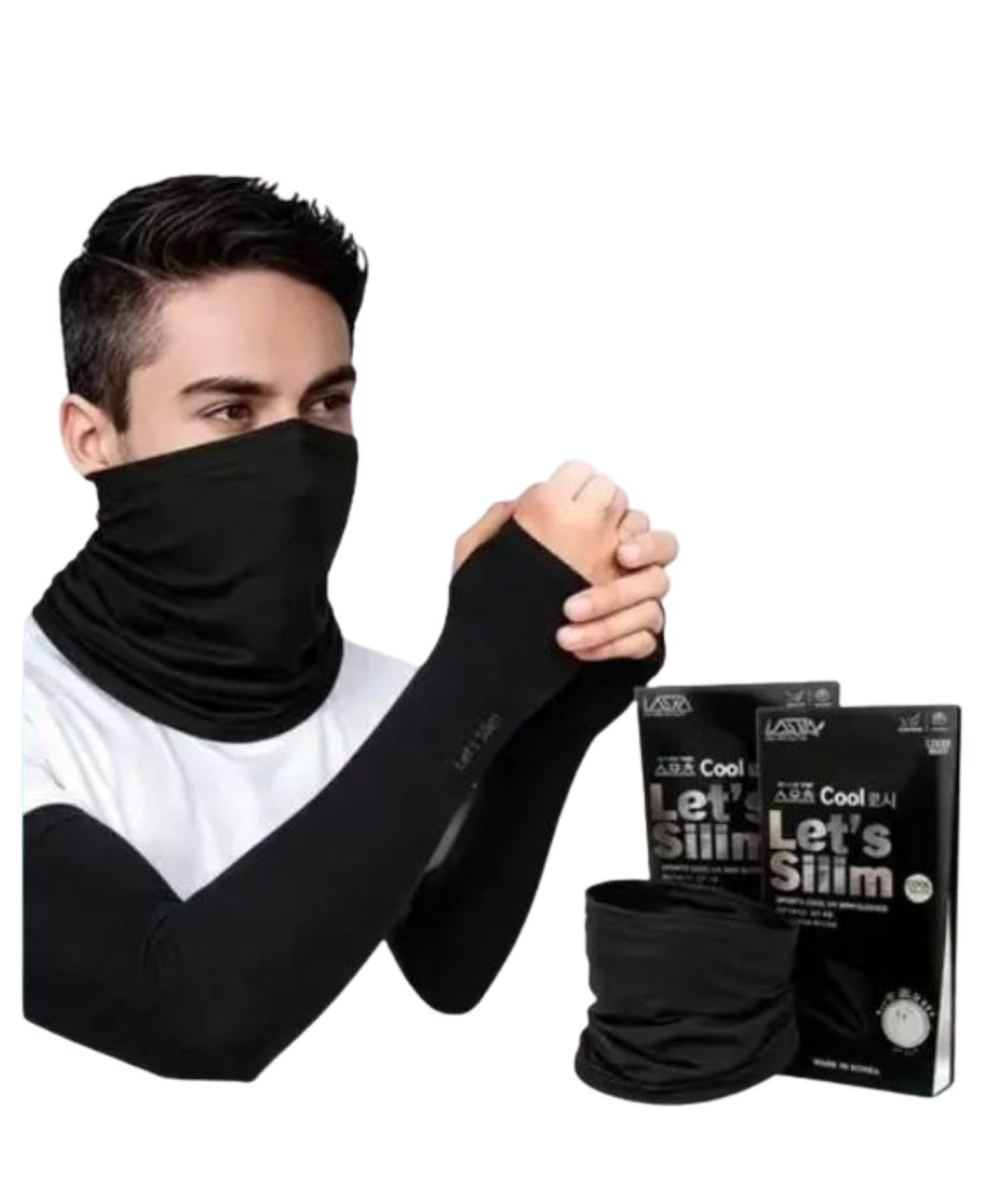 Men's Arm Sleeves and Face Neck Gaiter Combo UV Protection Stretch Sleeves with Breathable Face Cover for Cycling Riding Running-picture-24