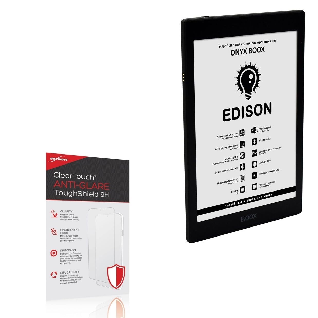 BoxWave Screen Protector Compatible With ONYX Boox Edison - ClearTouch Anti-Glare ToughShield 9H (2-Pack), Anti-Glare 9H Tough Flexible Film Screen Protector