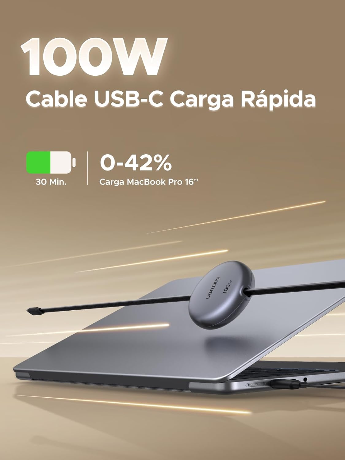 UGREEN 100W Cable USB C Retráctil PD 3.0, Cable Tipo C Ricarica Rapida, Compatible con MacBook, iPad Air, HP, iPhone 17 Pro MAX Air/iPhone 16/15, Galaxy S25 S24 Ultra, Pixel 10/9/8. Gris 3