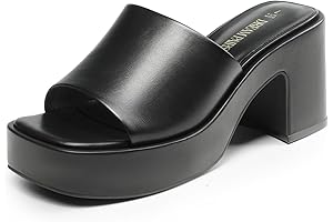 High Heeled Black Block Heel Sandals for Women