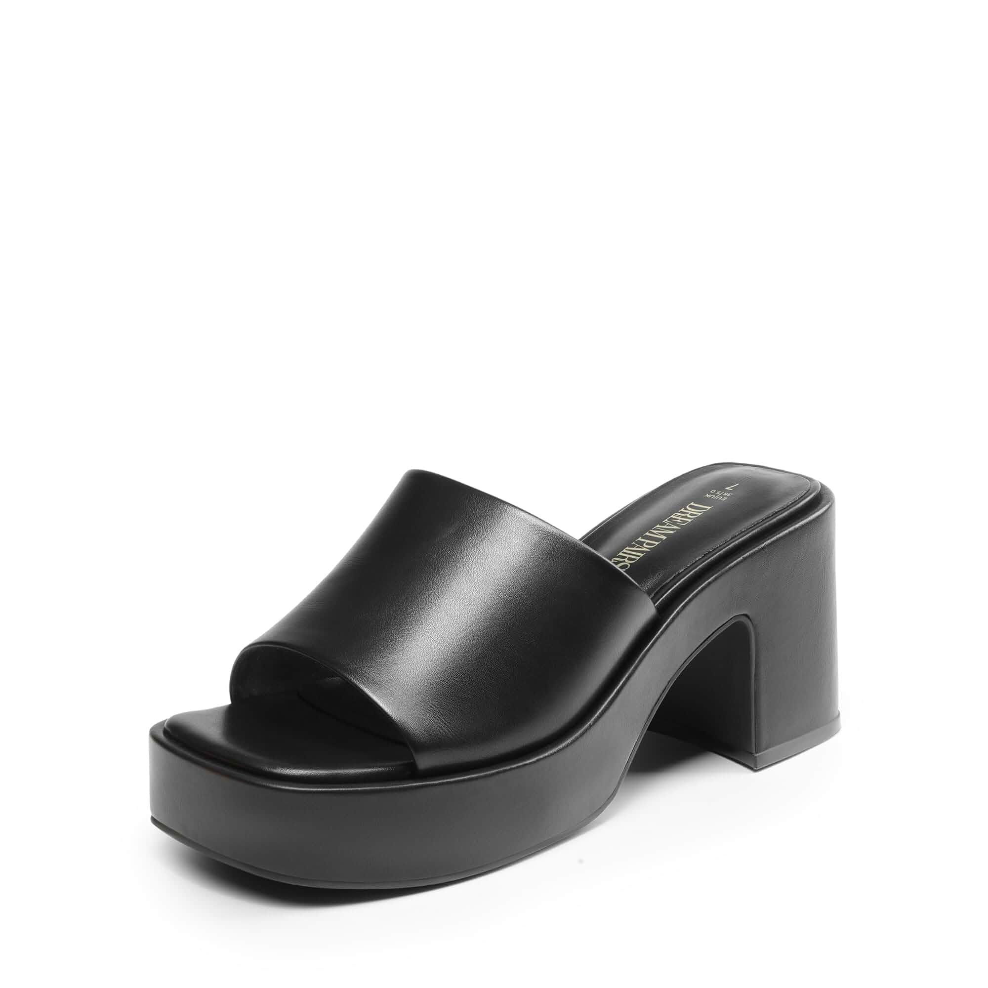 DREAM PAIRS Women's Chunky Mule Heel Sandals Square Toe Ankle Strap Slip On Comfortable Heeled Sandals for Party Wedding Shoes, slip-on heels