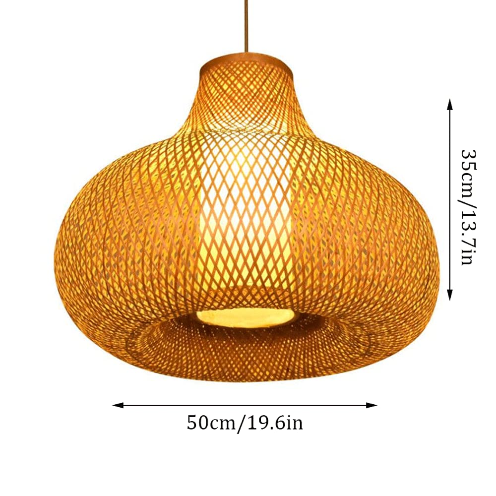 ZHANGL Lampada a sospensione lanterna in bambù retrò in stile europeo Lampadario in rattan intrecciato a mano Paralume in bambù E27 Lampada a risparmio energetico Comodino per uso domestico Lanterna a