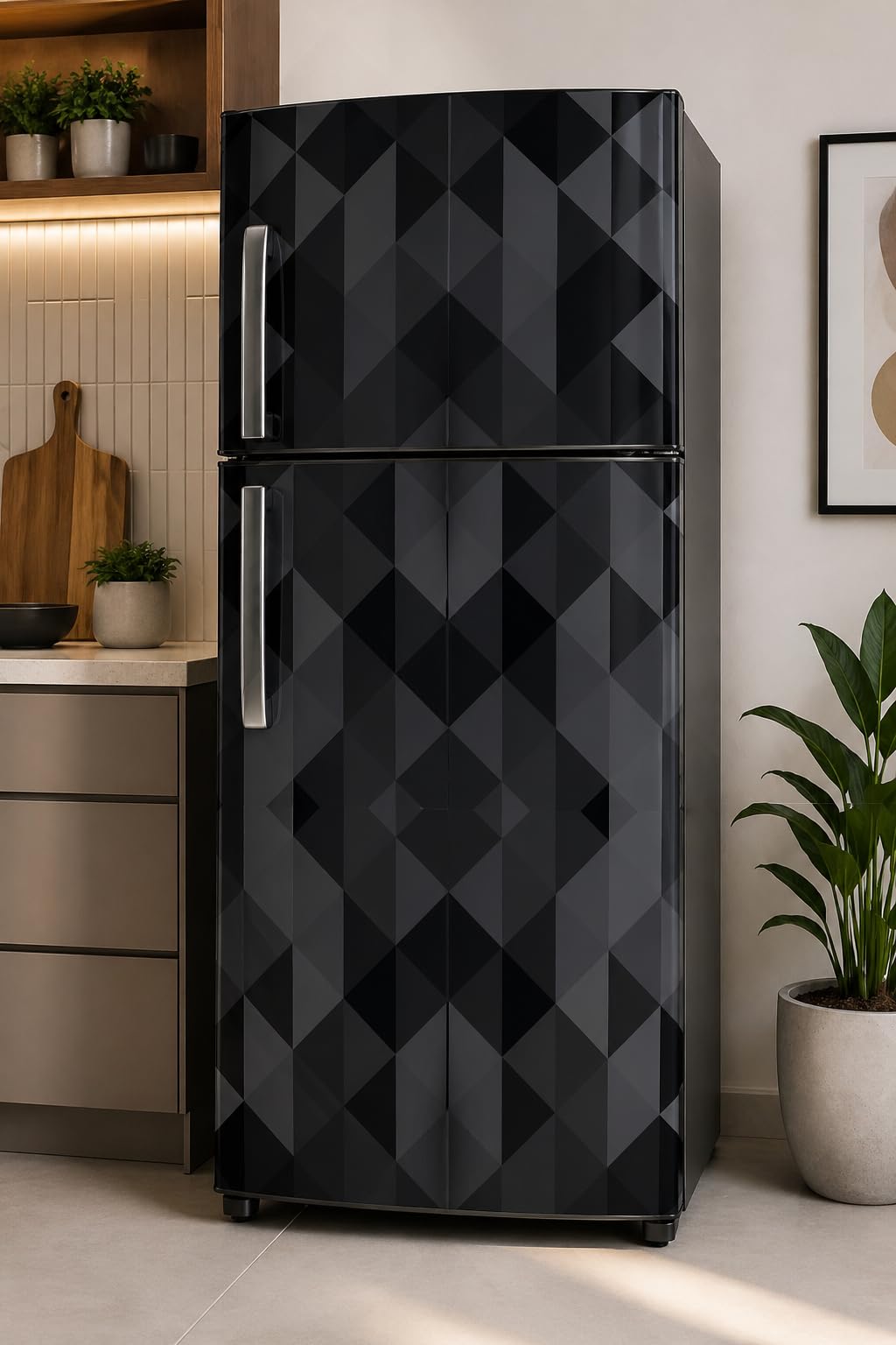 Black Abstract Pattern Decorative Self Adhesive Fridge Sticker Vinyl (Size - 24x60 inch)-image-20