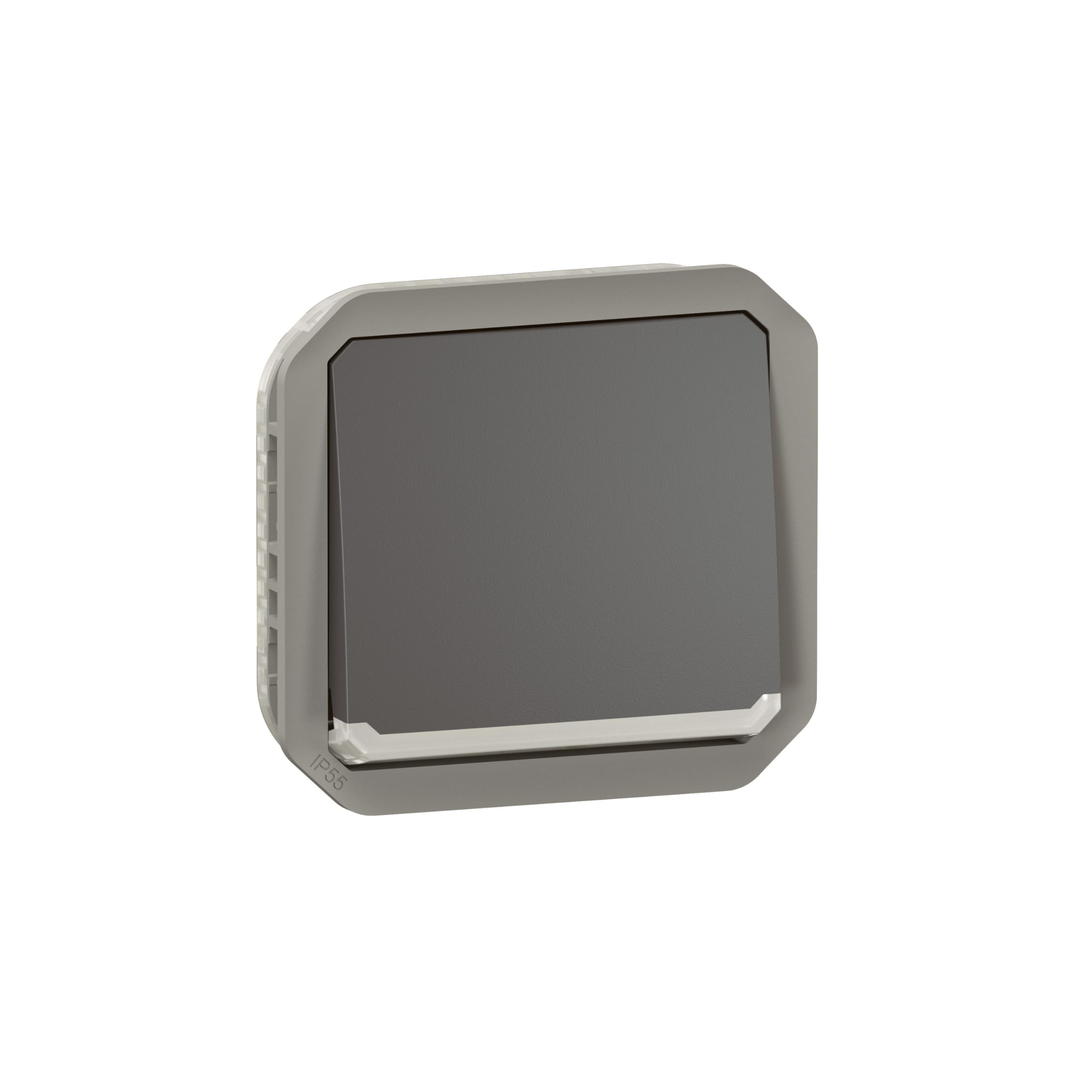 LEGRAND, Plexo New 069802L Wet Room Surface-Mounted 1-Way Toggle Switch with Control Function, Integrated Indicator Light, 10 Amps, 250 Volts, IP55 - IK07, Colour: Anthracite