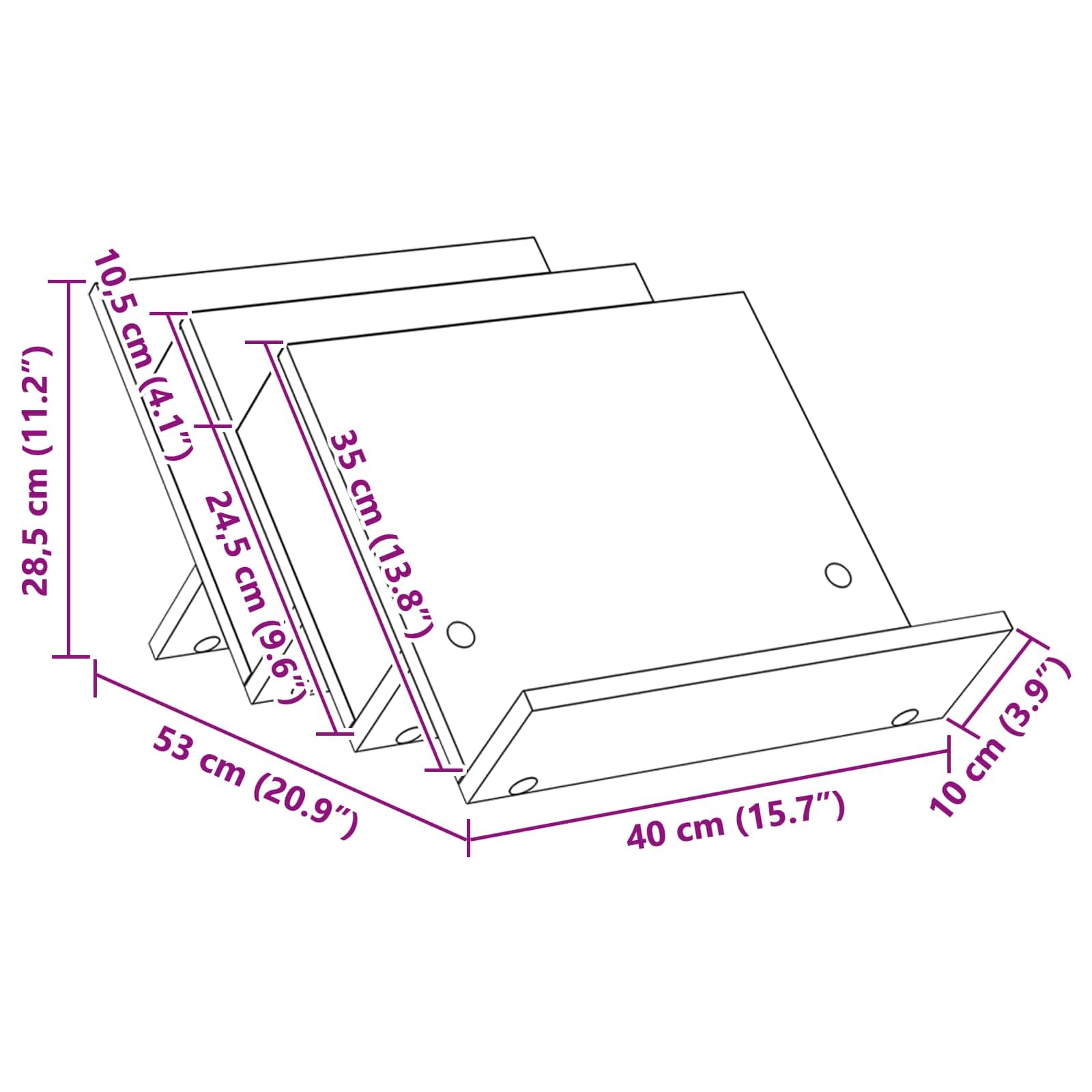 Portariviste in rovere affumicato, 53 x 40 x 28,5 cm, con 3 ripiani, versatile portariviste per soggiorno, ufficio, bagno, conservazione stabile e pratico ripiano