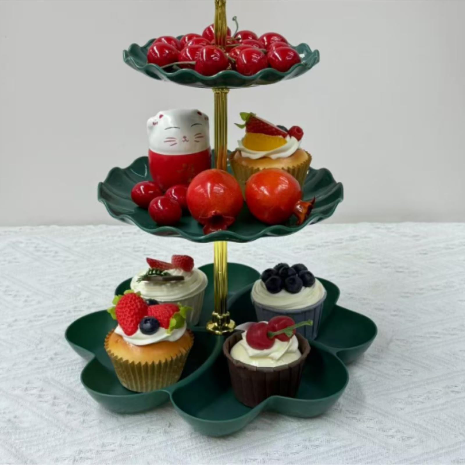 Espositore per Dolci per Feste di Compleanno Alzata for Cupcake, Frutta, Dessert, Piatti da Portata for Feste(White)