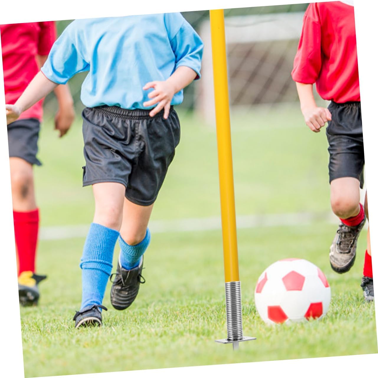 4Pcs Soccer Pole Fixing Mount Spring Loaded Corner Flag Base for Training Games Durable Ground Stake for Football Field Portable Design for and Players