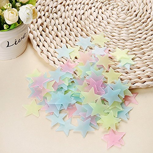 Bargain House Adesivos de parede luminosos adesivos de parede de plástico que brilham no escuro estr