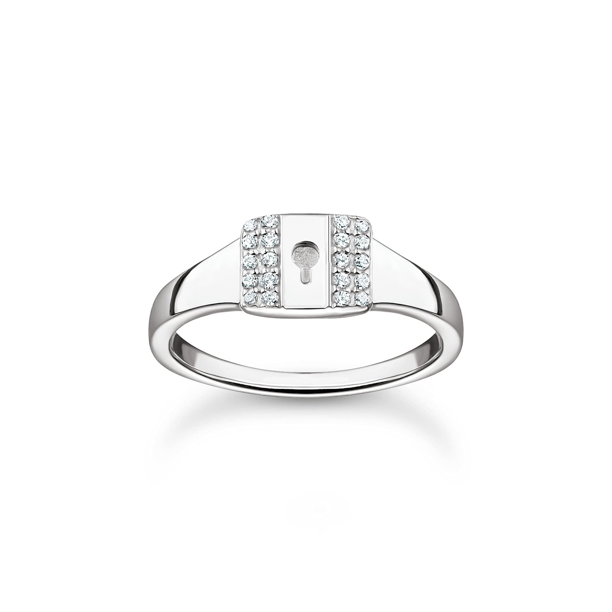 Thomas Sabo Women's Silver & Cubic Zirconia Padlock Signet Ring Tr2372-051-14 54