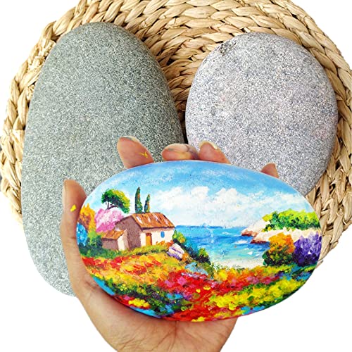 Puideon 12 Pcs Rocks for Painting, River Stones to Paint, 4'-5' Flat Painting Rocks, Smooth Rock for Crafts, Natural Stone for DIY, Kindness Rock Garden Decoration
