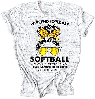 ARTECE Weekend Forecast Softball With No Chance Of House Cleaning Shirt Women Baseball Mom Tee Tops Funny Softball Lover Gift White