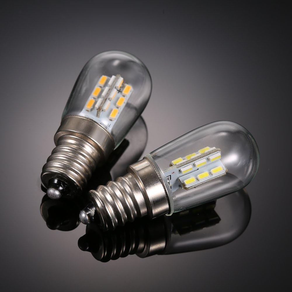 Lixada LED Refrigerator Light Bulb Fridge Lamp Bulb E12 Bulb Base Socket Holder Freezer Ceiling Home Lighting Lamp - Warm White/White AC110V