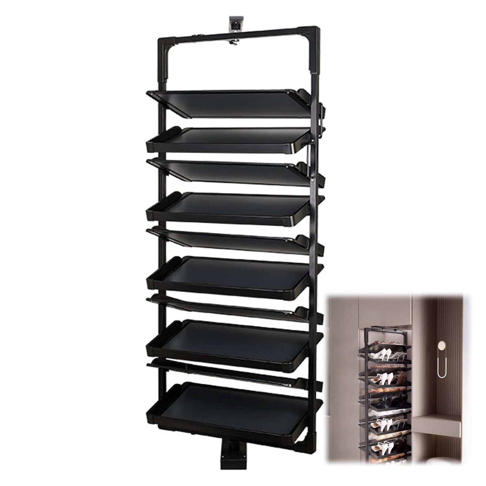 Étagère à chaussures rotative 12 niveaux meuble de rangement vertical