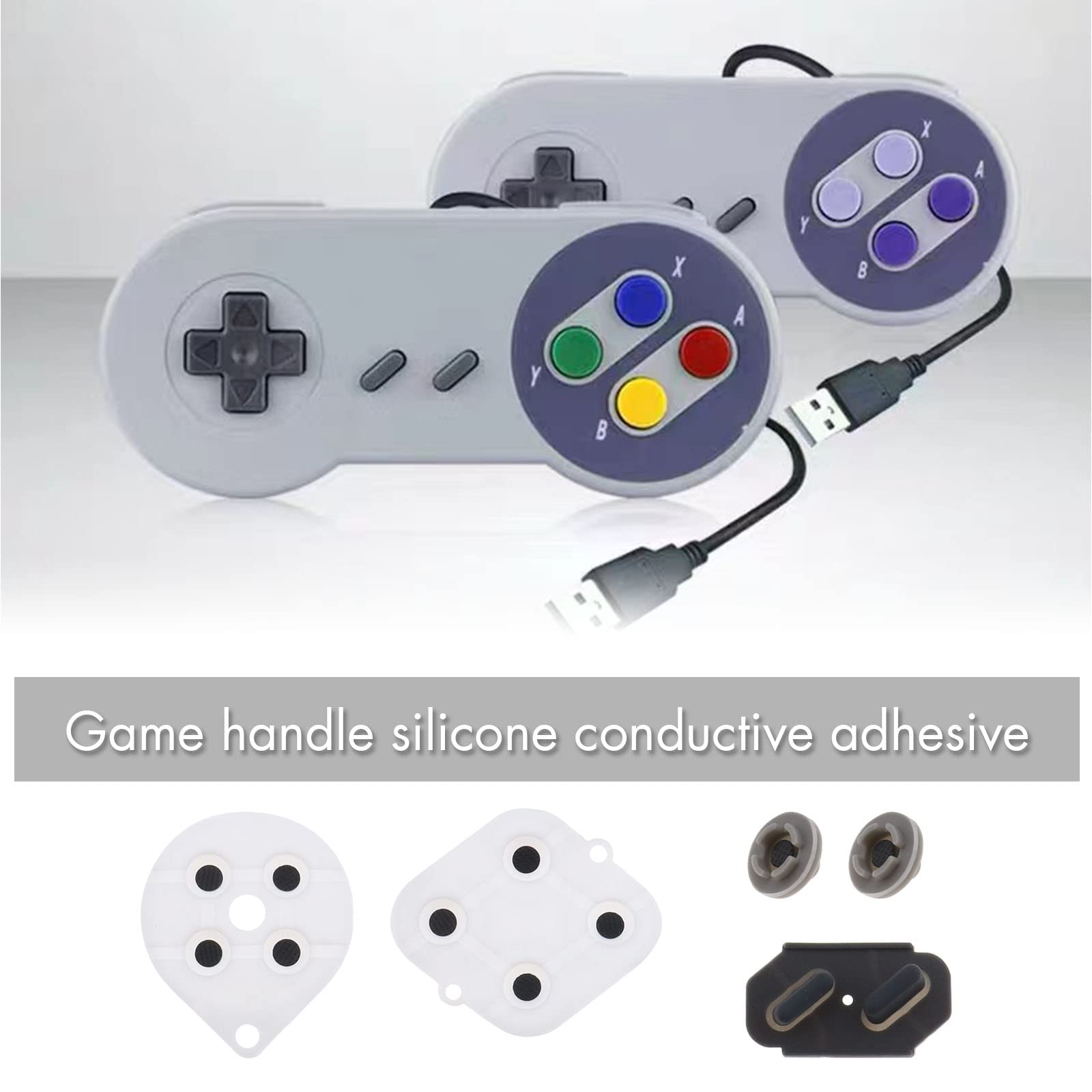 ECSiNG 2 Set Coussinet de Bouton Conducteur en Silicone Pièce de Réparation de Remplacement de Bouton de Manette Compatible avec Super Snes Manette