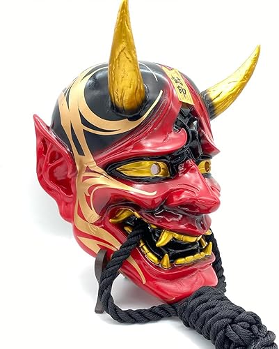 Miniatura 3 de LDesign Máscara japonesa grande de Tengu Samurai Oni máscara de fantasma, máscara de ninja, máscara punk, accesorio de cosplay para Halloween