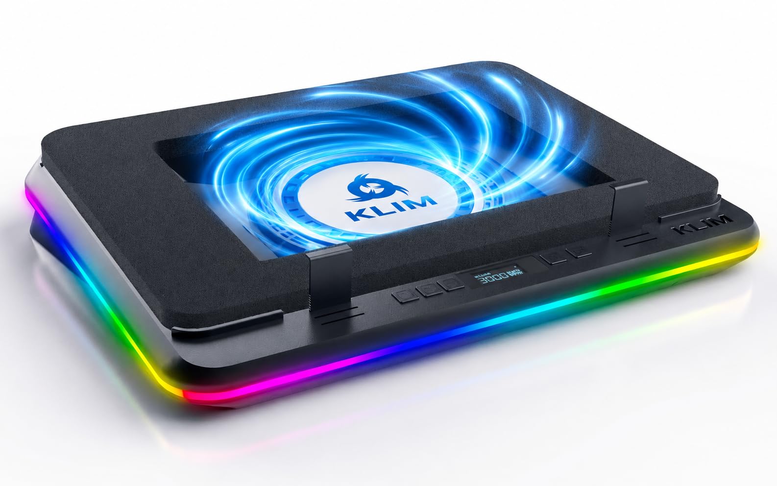 KLIM Turbofrost MAX - Base Refrigeradora Portátil RGB, con Potente Turbofan XL, para Portátil, 15.6-17, Nuevo Sistema para un Flujo de Aire Óptimo, Velocidad Ajustable, Pantalla LCD