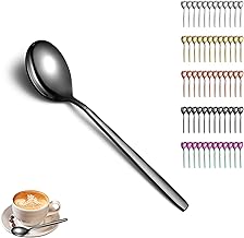 Berglander Black Teaspoon 12-Piece Set, Stainless Steel Titanium Plated Black Teaspoon Teaspoon Tableware, Teaspoon Small Dessert Spoon, Dishwasher Safe