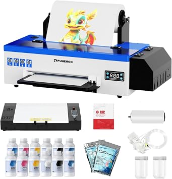 PUNEHOD L1800 DTF Printer A3 DTF Transfer Printing Machine, 13" Width Direct to Film Printer with White Ink Circulation, DIY Print for T-Shirt L1800+Oven+Double Consumable