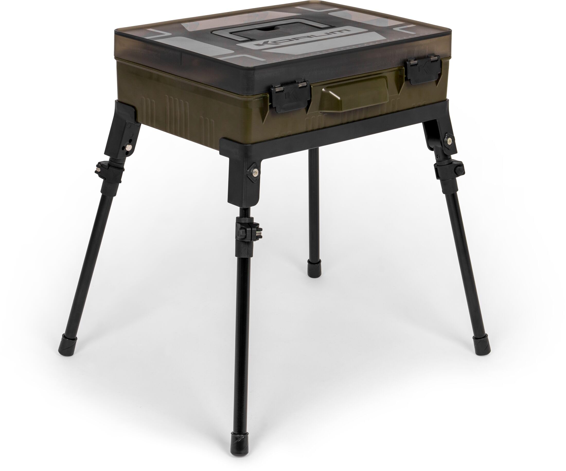 Korum Black & Green Mega Blox Station Fully Loaded | Freestanding Tackle Box With Telescopic Legs | Includes Tools And Storage With Dividers | W36cm Xd26cm Xh11.5cm | Leg Height 33Cm To 55Cm | Code K0290132
