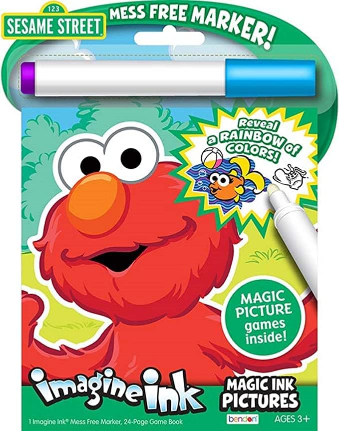 Bundle of 3 Imagine Ink Magic Pictures Activity Books - Mickey Mouse Clubhouse, Sesame Street, and Thomas & Friends Plus Door Hanger