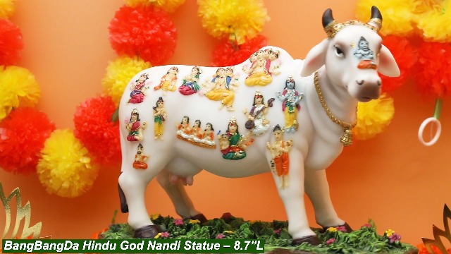 Estatua Nandi Dios Hindu 8.7 pulg Polystone Multicolor miniatura 7