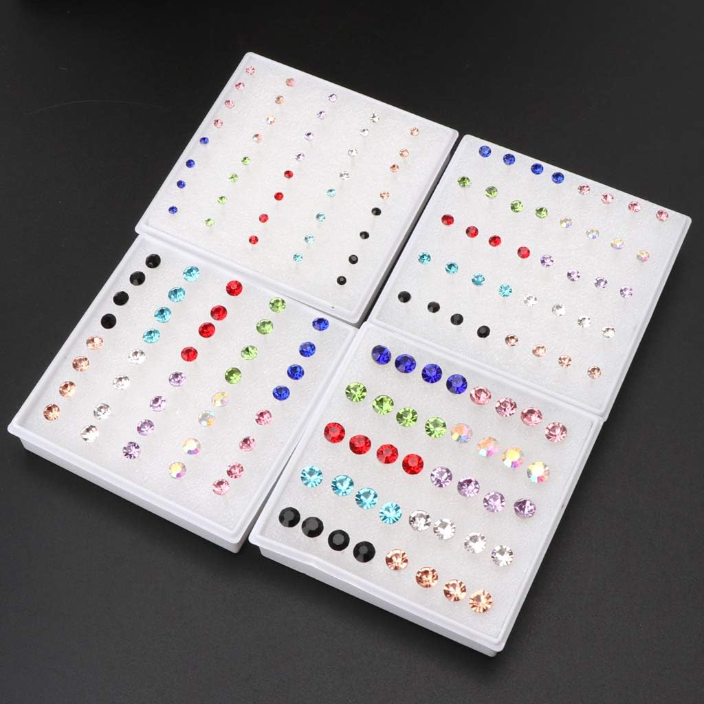 20 Pairs Colorful Faux Rhinestone Plastic Ear Studs Hypoallergenic Earrings Mixed Colors 5mm