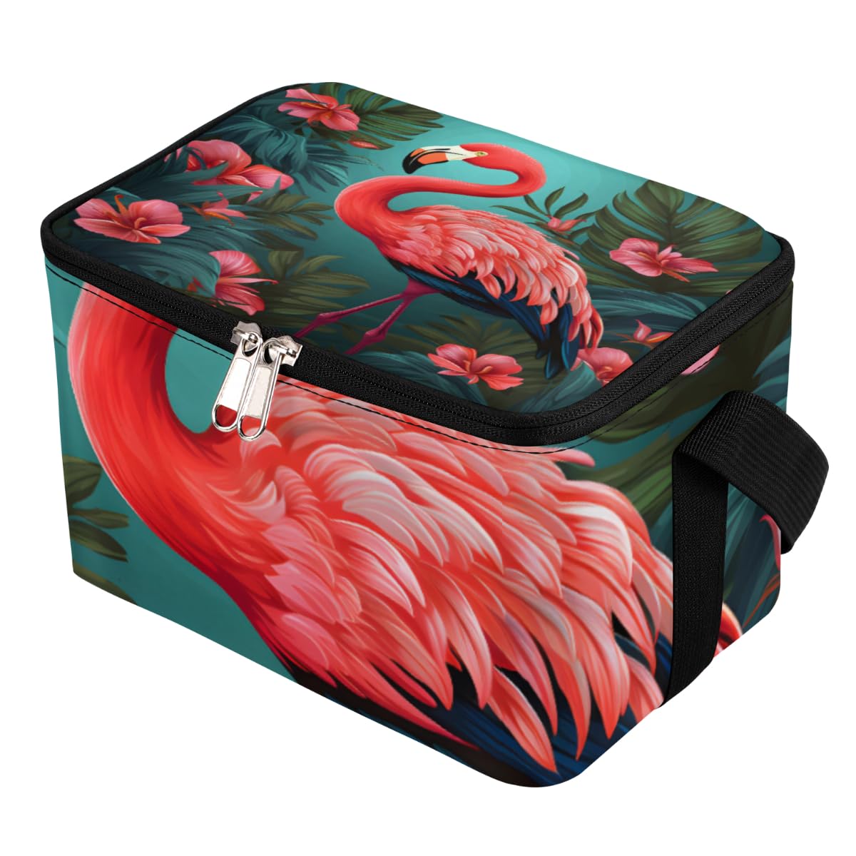 GzLeyigou Lunch Bags for Women Men 9 Cans,Flamingo Flowers Hot & Cold Food Delivery Bag Insulated Grocery Bag Insulated Lunch Box Flamingo Cooler Bag for Office Work Picnic Beach