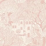 Papier Peint Toile de Jouy Boratapeter Fairyland, Blanc/Vieux Rose, Non Tissé Non tissé, 53cm x 10.05m, Motif Château de Conte de Fées