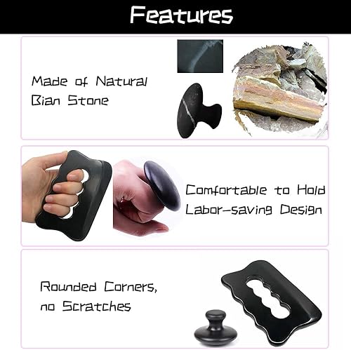 Miniatura 4 de CHOISBEING Gua Sha - Juego de herramientas de masaje facial corporal con raspador muscular, herramienta Gua Sha con dientes para cara y cuello,