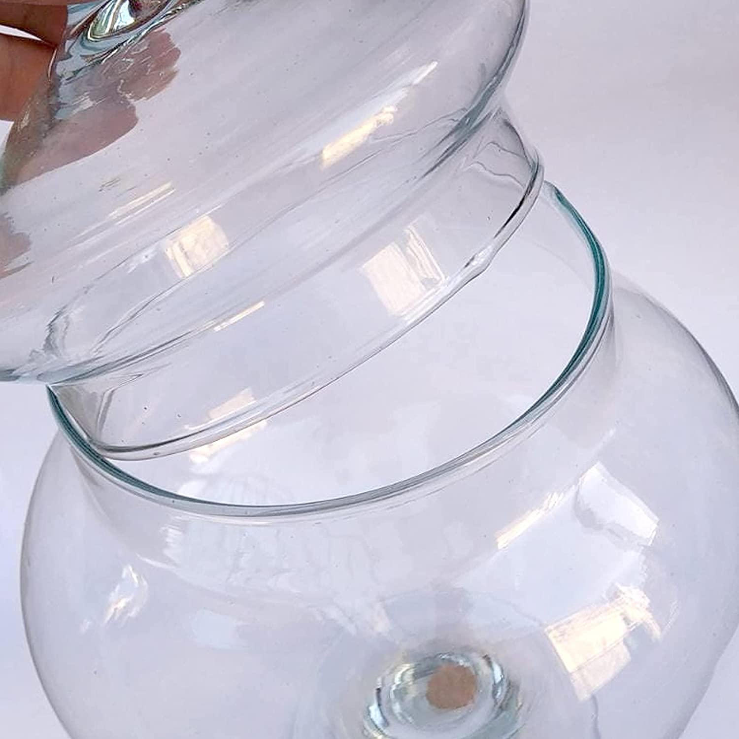 Vaso con coperchio Ampolla alzatina biscottiera per confettata caramellata centrotavola in vetro trasparente H 32cm
