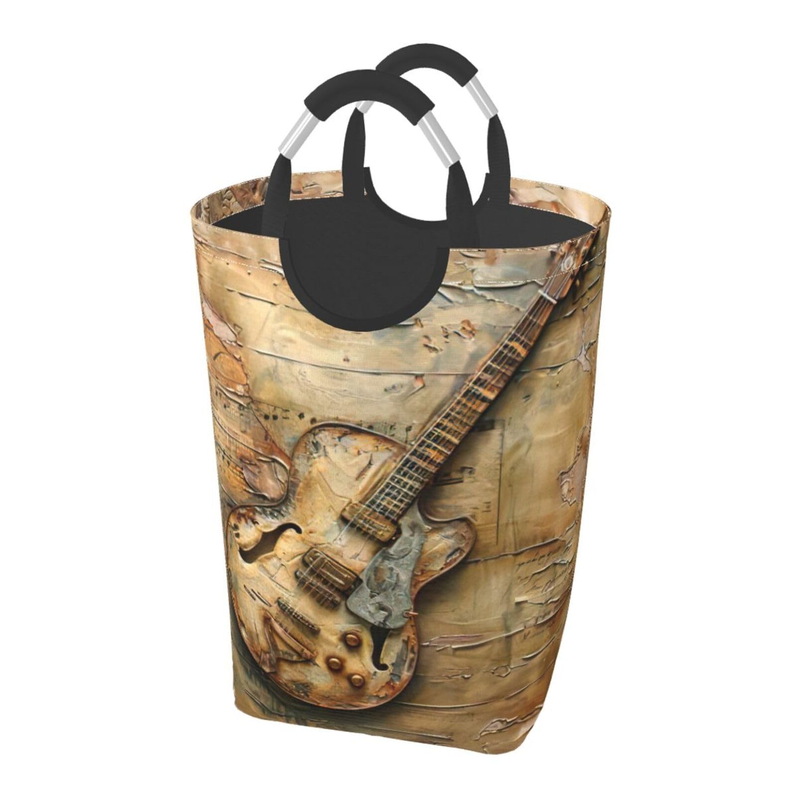 Panier à linge imprimé guitare grand format 50 litres en tissu Oxford pliable