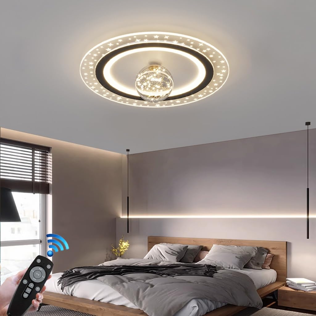 Plafonnier LED moderne 110W noir pour illuminer chaleureusement votre chambre