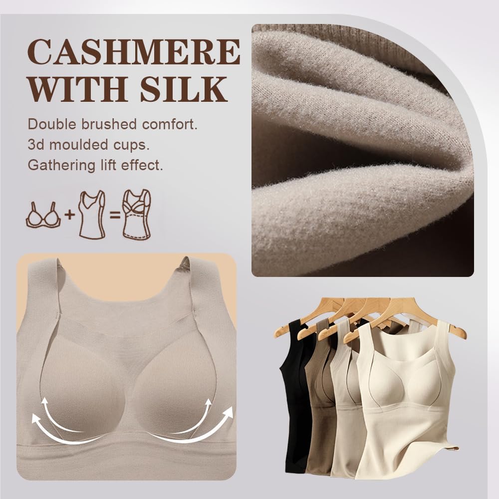 Canotta calda ispessita con reggiseno a mensola, biancheria intima da donna in cotone caldo strato di base