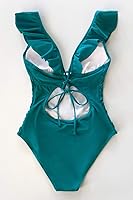 Vista 5 de CUPSHE Traje de baño de una pieza con volantes y cuello en V para mujer, con cordón