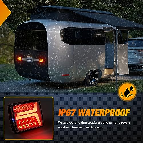 Image of Nilight Magnetic Trailer Towing Light Kit 2PCS 58LED Wireless Tow Rechargeable Rear Stop Turn Running Lights for 10-30V Trailers Trucks RVs Vans Boats