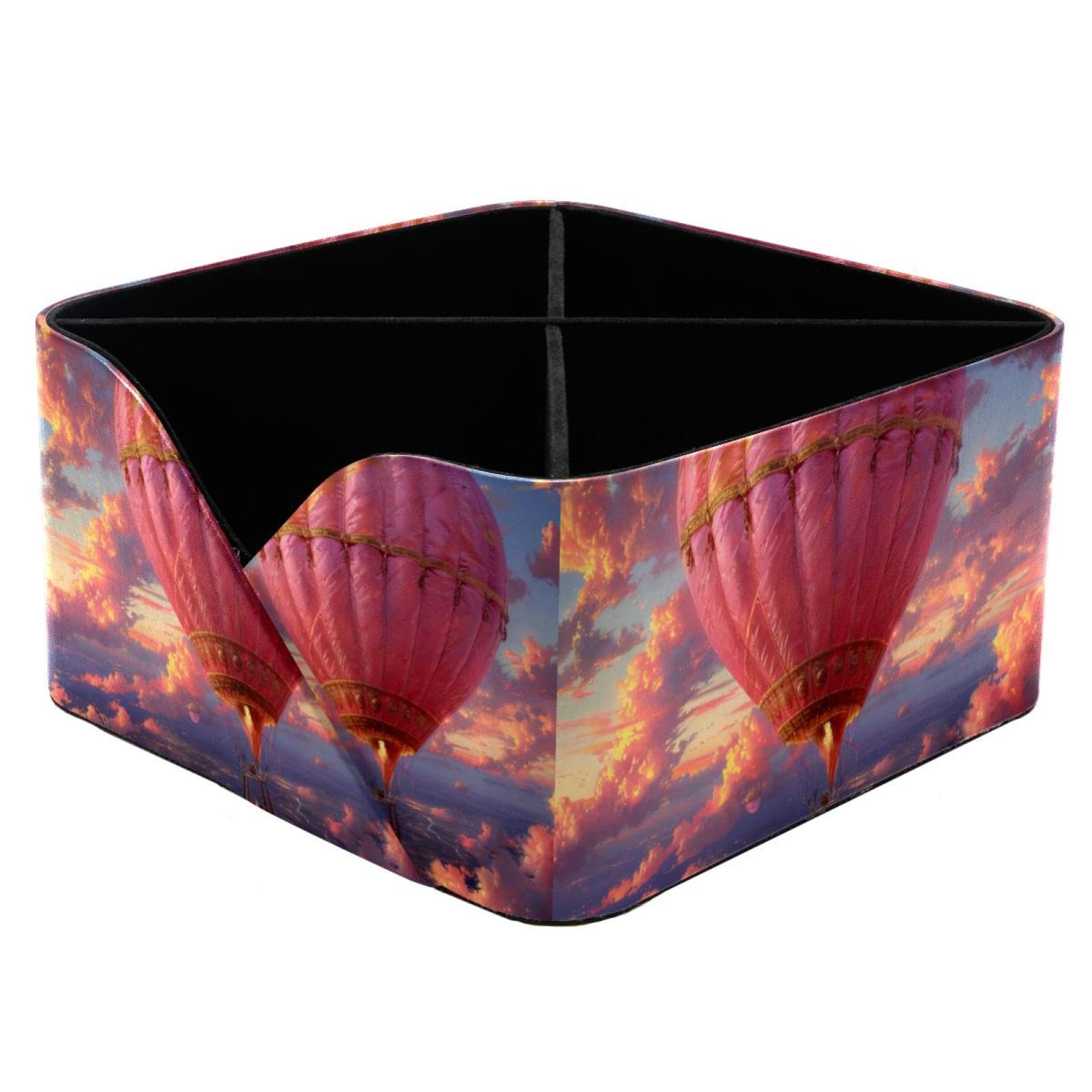 Motif montgolfière rose sur un organisateur de table à offrir