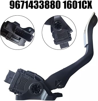 Accelerator Pedal with Position Sensor 6-Pin ABS Black, Compatible with C2/C3/C4/DS3/DS4 and 207/208/301/308, OEM 9671433880 1601CX, Ideal for Car Interior