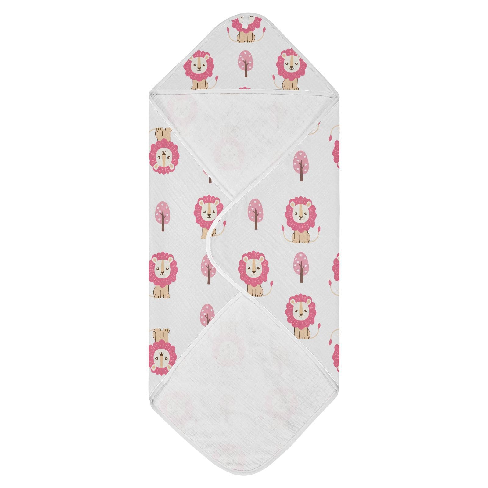 Msyxl Pink Mane Lions Hooded Towel - Ultra Soft & Absorbent Muslin Cotton Bath Towel for Babies, Toddlers, Newborn - Boys & Girls Essential 35