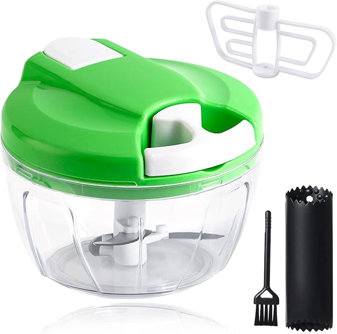 YC Kitchen Manueller Gemüseschneider - 500ml Mit 3 Edelstahlklingen & Seilzug