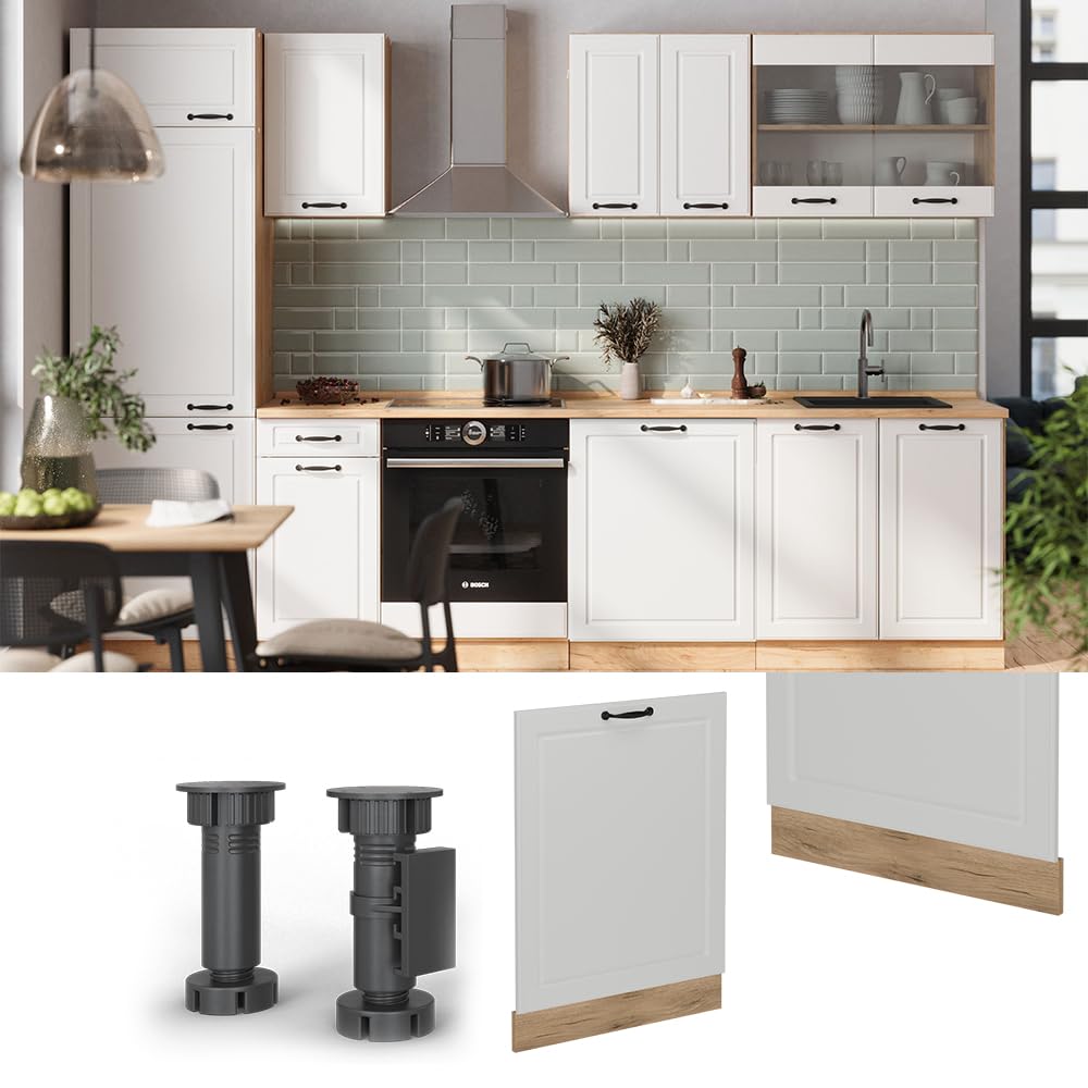 Vicco Geschirrspülblende R-Line, Weiß Landhaus, 60 cm ohne Arbeitsplatte, zur freien Kombination innerhalb modularer Küchensysteme