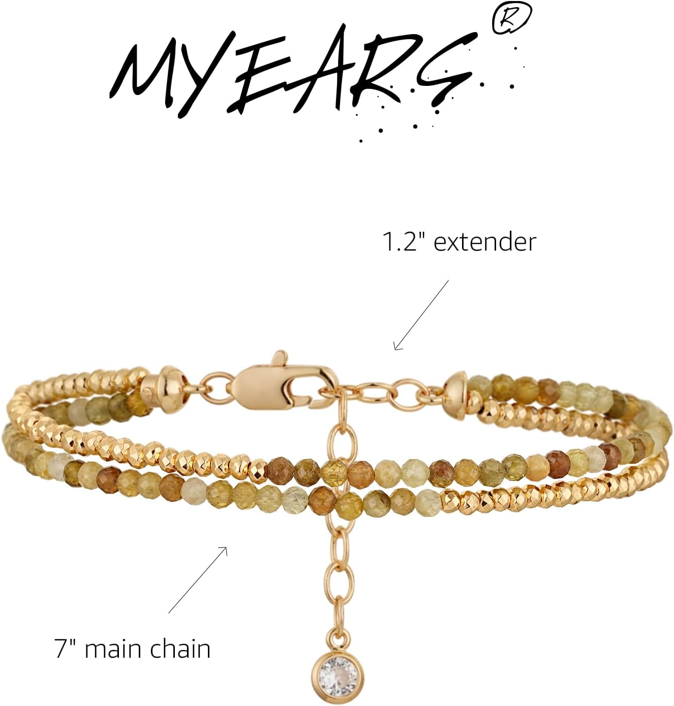 MYEARS Women Beaded Bracelet Gold Double Layer Gemstone 14K Simple Dainty Handmade Chain Everyday Boho Beach Jewelry - Image 6