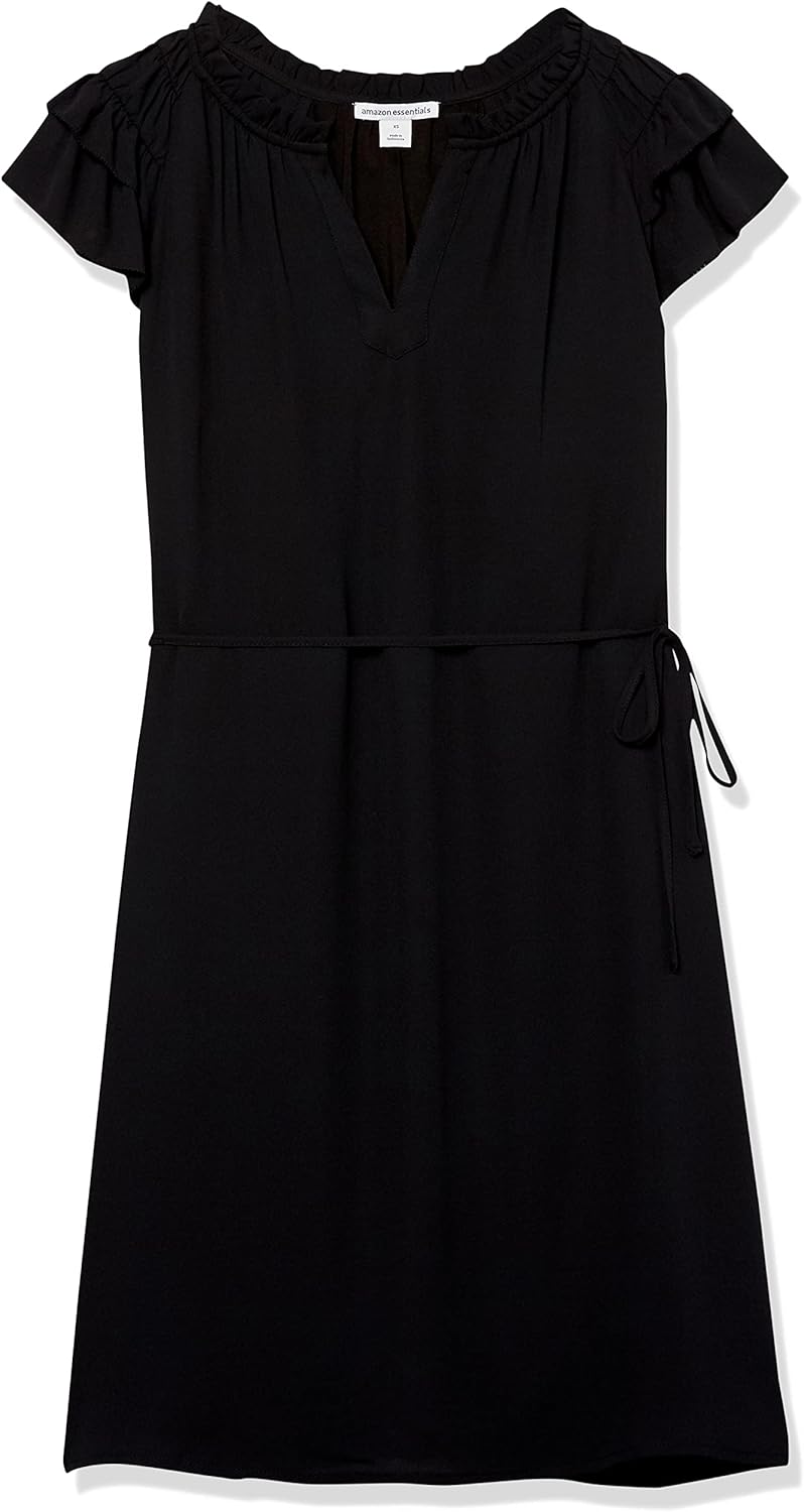 Amazon Essentials Women's Relaxed Fit Lightweight Georgette Split Neck Flutter Sleeve Shift Dress - Image 6