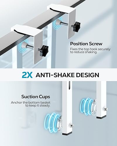 Vista 45 de Nieifi Estante organizador de despensa para ducha sobre la puerta con ganchos confiables, organizador de ducha resistente para colgar, estante