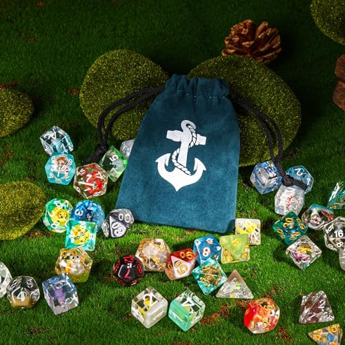 Image of Cusdie 7-Die DND Dice, Polyhedral Dice Set Filled with Animal, for Role Playing Game Dungeons and Dragons D&D Dice(Random Animal)