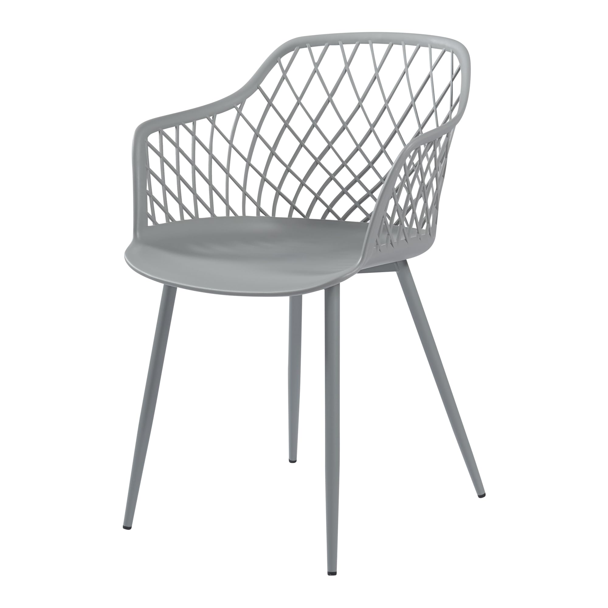 [en.casa] Set de 2 Sillas de Comedor con Respaldo Enrejado Reposabrazos máx. 130 kg Juego de 2 Sillas de Cocina Plástico y Metal 80 x 56 x 52 cm - Gris Claro