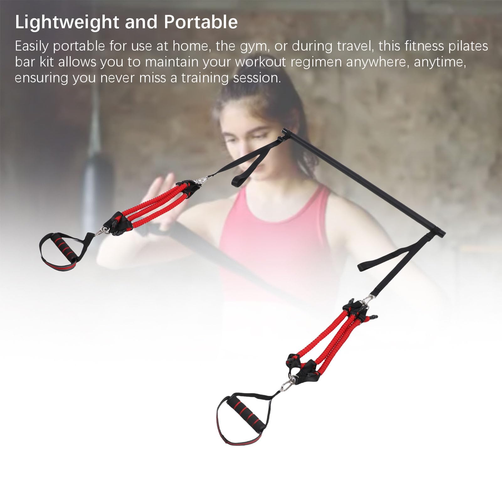 Kit de Barra de Pilates Portátil con Bandas para Hombres y Mujeres, Soporte Multifuncional para Gimnasio en Casa, Entrenamientos de Cuerpo Completo, Kit de Barra de Tonificación de Pilates